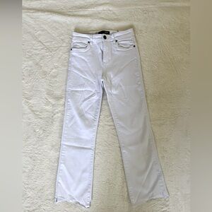 Kut white high rise ankle flare jeans